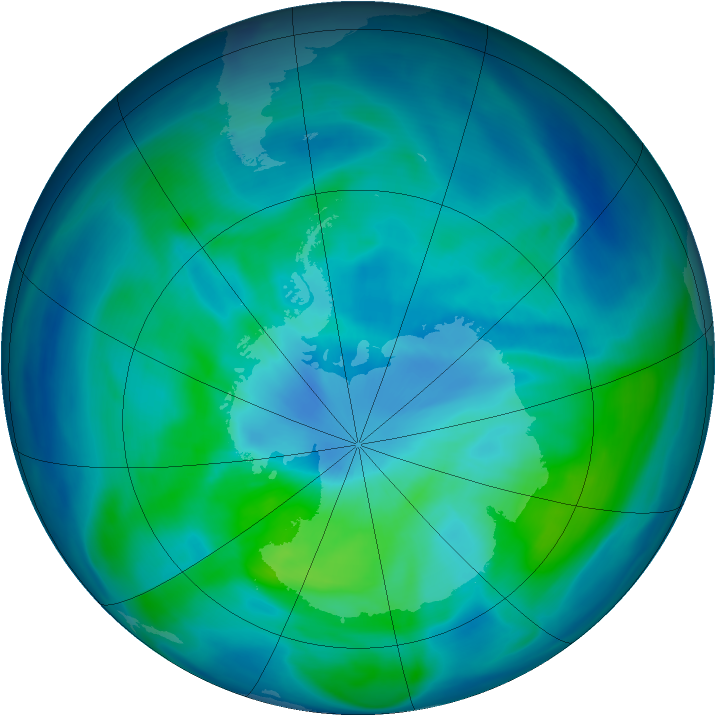 Antarctic ozone map for 12 March 2006